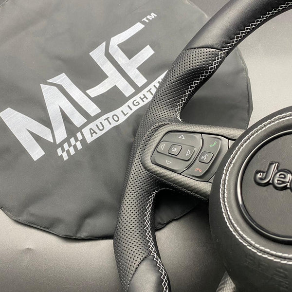2018-2022 JT / JL “Perforated Leather /  White” Jeep Wrangler Steering Wheel