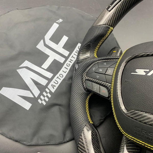 2015 -2021 Carbon “Hellcat Yellow” Steering Wheel