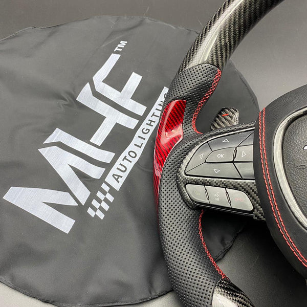 2014-2021 Jeep/ Dodge Red Carbon Accent Carbon Steering Wheel