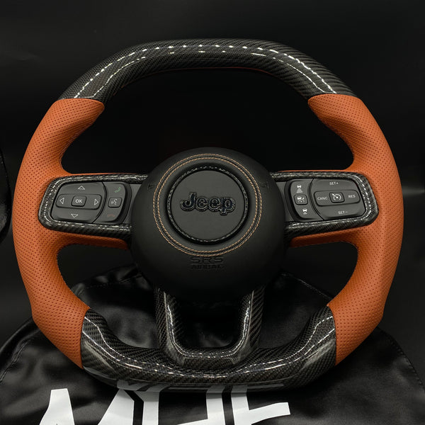2018+JT / JL “Black Carbon Brown Accent” Jeep Wrangler Steering Wheel
