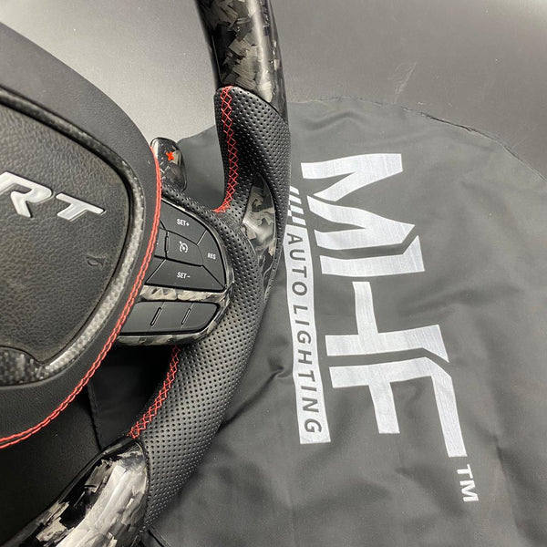 2015 -2021 Forged Carbon Red Accent Steering Wheel