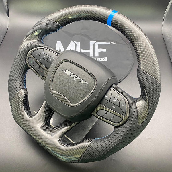 2014-2021 Jeep/ Dodge Carbon Blue Accent Steering Wheel