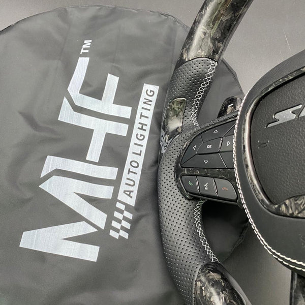 2018-2021 Carbon “Track Series” Gray Accent Forged TrackHawk Steering Wheel