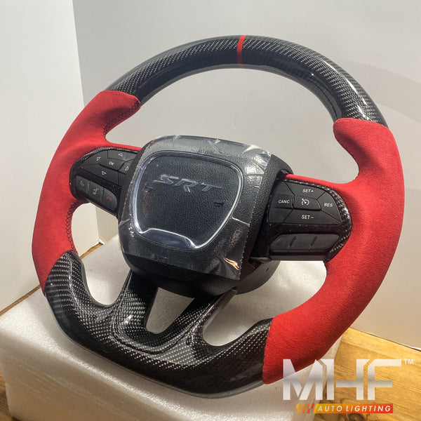 2014-2021 Jeep/ Dodge Carbon Red Alcantara Steering Wheel