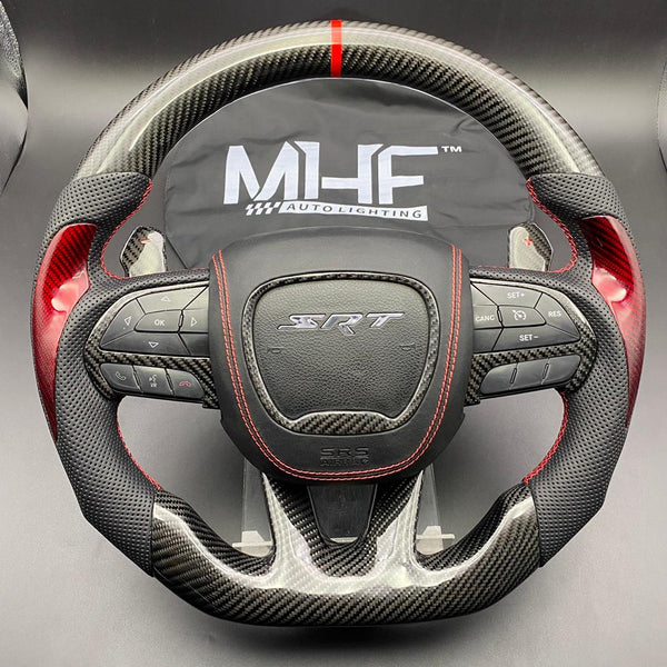 2014-2021 Jeep/ Dodge Red Carbon Accent Carbon Steering Wheel