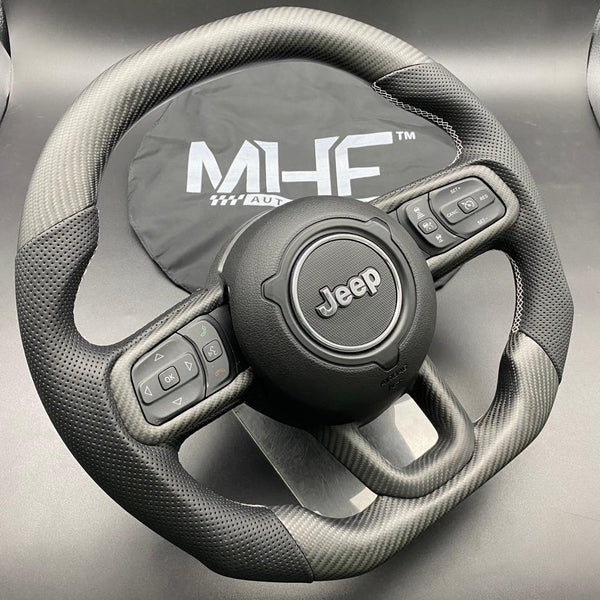 2018-2021 JT / JL “Matte Carbon /  White” Jeep Wrangler Steering Wheel
