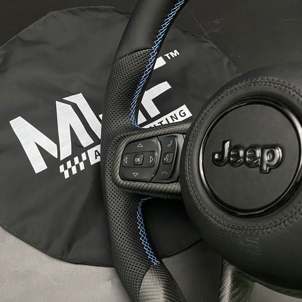 2018-2024 JT / JL “Light Blue Matte Carbon” Jeep Wrangler Steering Wheel