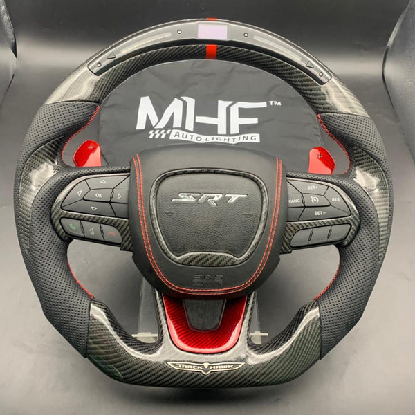 2018-2021 Carbon “Track Series” Red Carbon Accent TrackHawk Steering Wheel