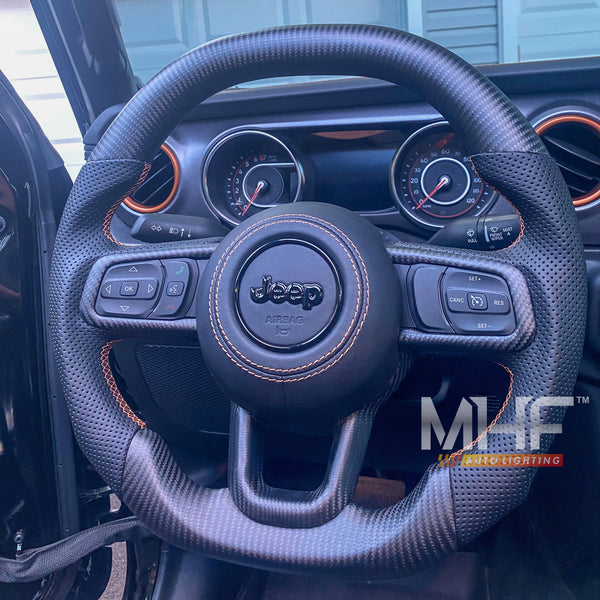 2018-2022 JT / JL “Matte Carbon /  Orange” Jeep Wrangler Steering Wheel