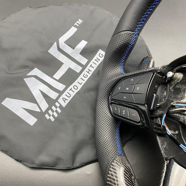 2018-2021 Carbon “Black Gloss” Blue Accent TrackHawk Steering Wheel