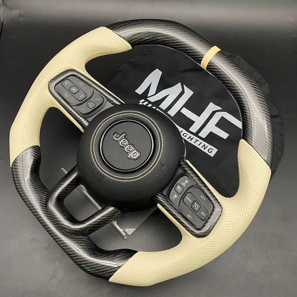 2018+ JT / JL “Light Tan Accent Carbon” Jeep Wrangler Steering Wheel