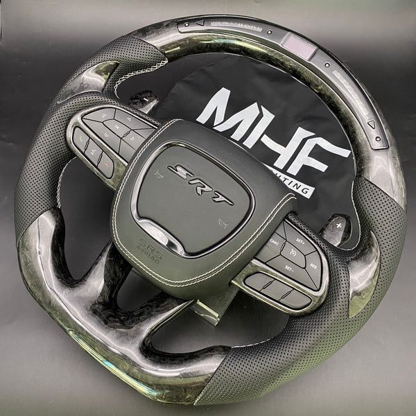 2015 -2021 Forged Carbon White Accent Steering Wheel