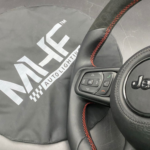 2018+ JT / JL “Smooth Leather Alcantara /  Red” Jeep Wrangler Steering Wheel