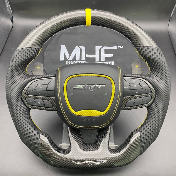 2018-2021 Carbon “Track Series” Yellow Accent TrackHawk Steering Wheel