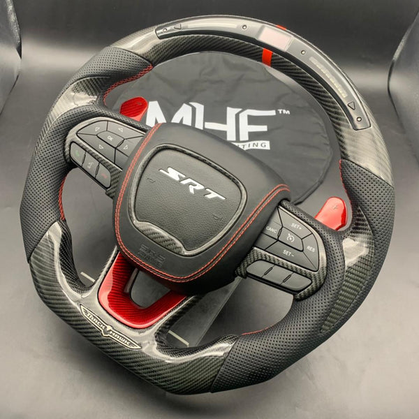 2018-2021 Carbon “Track Series” Red Carbon Accent TrackHawk Steering Wheel