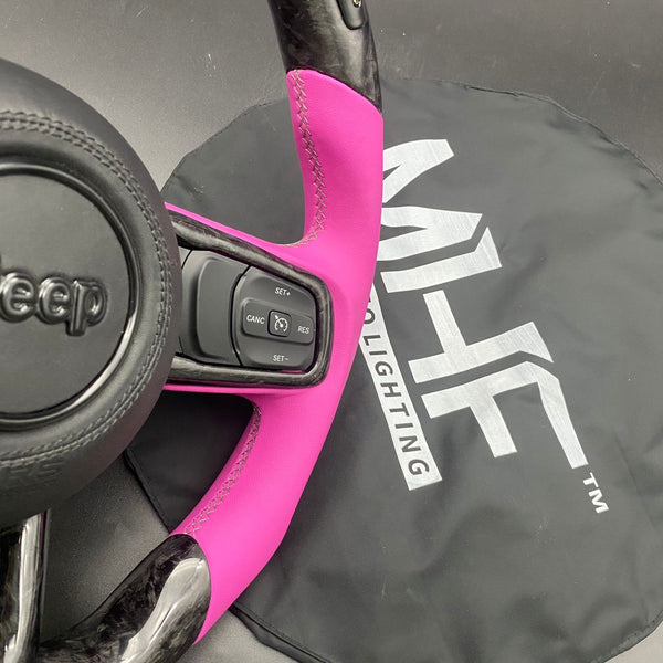 2018+ JT / JL “Pink Smooth Leather” Jeep Wrangler Forged Carbon Steering Wheel