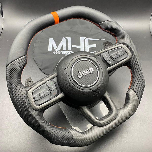 2018+ 392 Matte Carbon /  Orange” Jeep Wrangler Steering Wheel