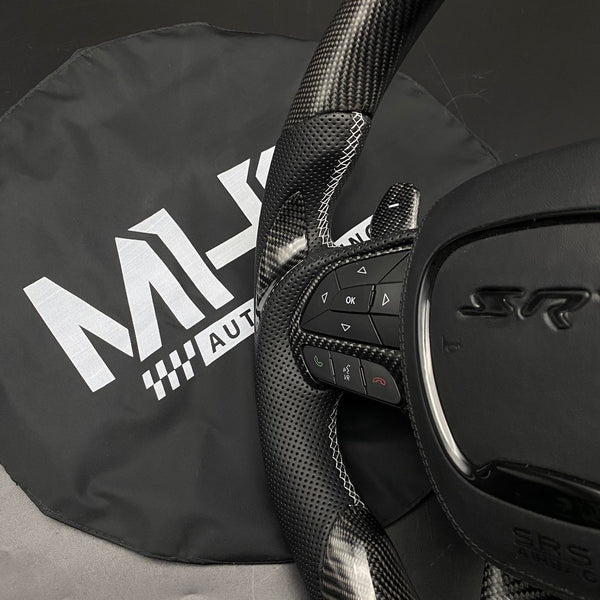 2018-2021 Carbon Jeep TrackHawk White Accent Steering Wheel