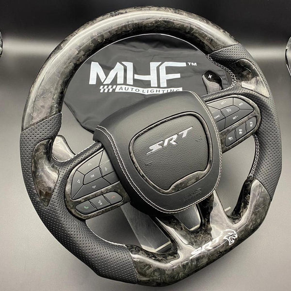 2015 -2021 Forged Carbon “Hellcat White” Accent Steering Wheel
