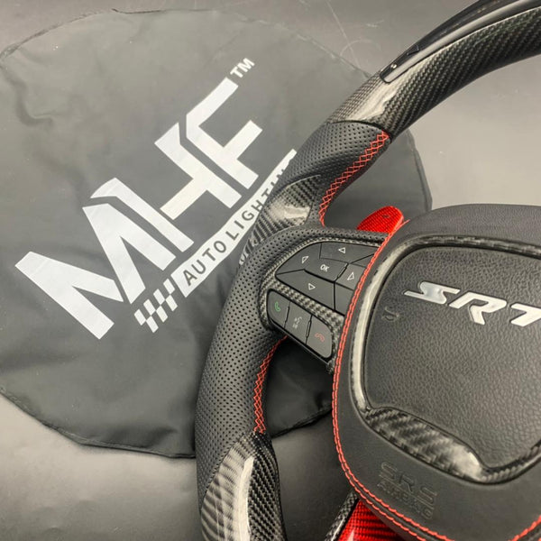 2018-2021 Carbon “Track Series” Red Carbon Accent TrackHawk Steering Wheel