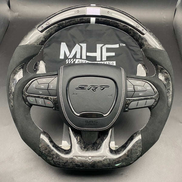 2018-2021 Carbon “Track Series” Gray Accent Forged TrackHawk Steering Wheel
