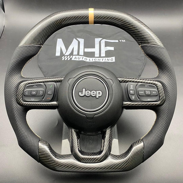 2018-2021 JT / JL “Black Carbon Tan Accent” Jeep Wrangler Steering Wheel