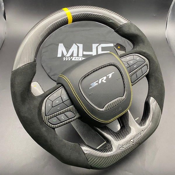 2018-2021 Carbon “Track Series” Alcantara Yellow Accent TrackHawk Steering Wheel