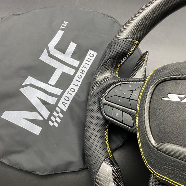 2018-2020 Carbon “Track Series” Yellow Accent TrackHawk Steering Wheel