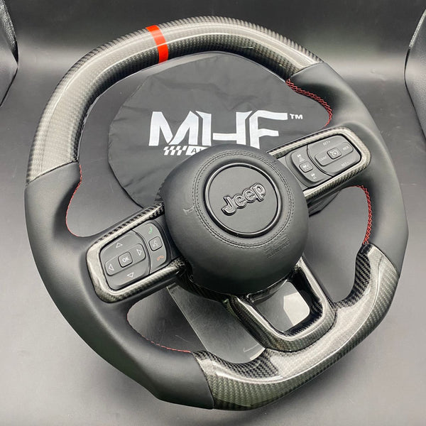 2018+ JT / JL “Smooth Leather Red Accent” Jeep Wrangler Steering Wheel