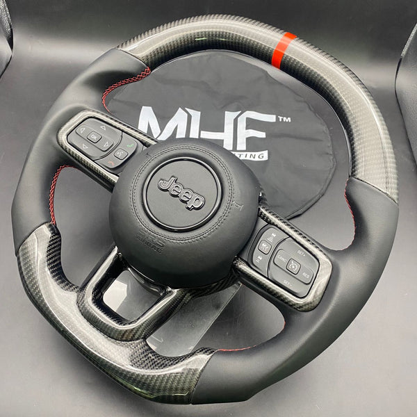 2018+ JT / JL “Smooth Leather Red Accent” Jeep Wrangler Steering Wheel