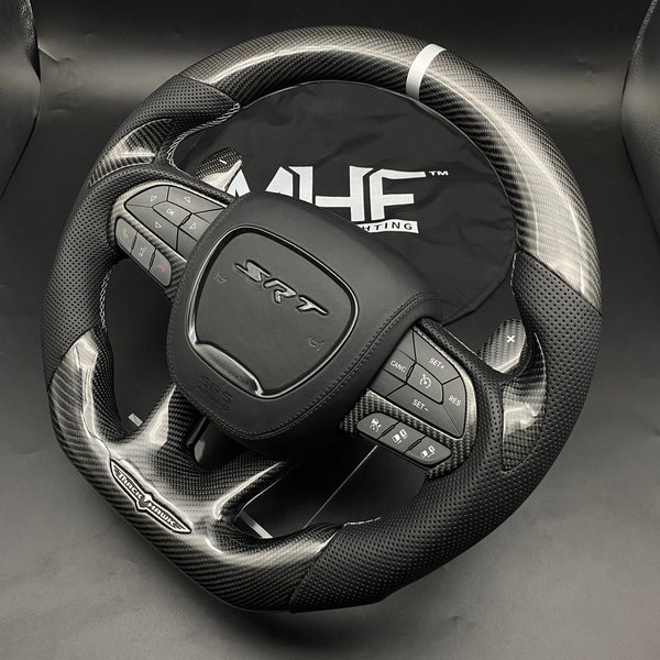 2018-2021 Carbon Jeep TrackHawk White Accent Steering Wheel
