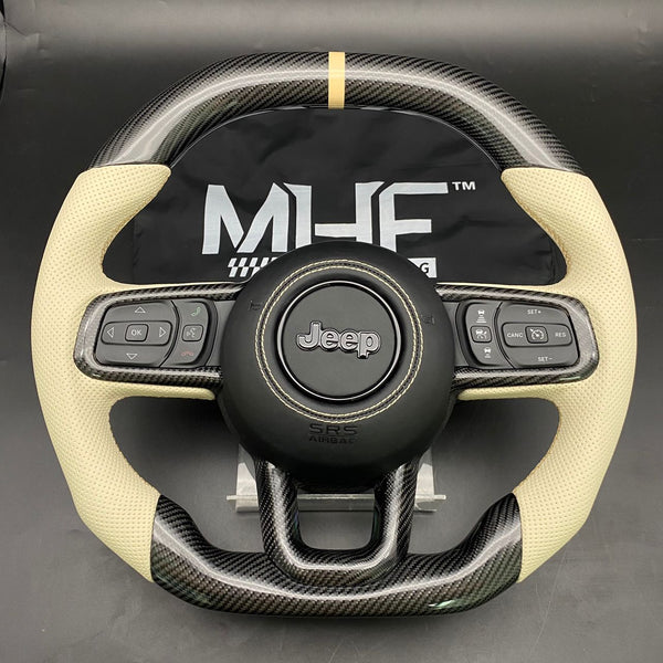 2018+ JT / JL “Light Tan Accent Carbon” Jeep Wrangler Steering Wheel