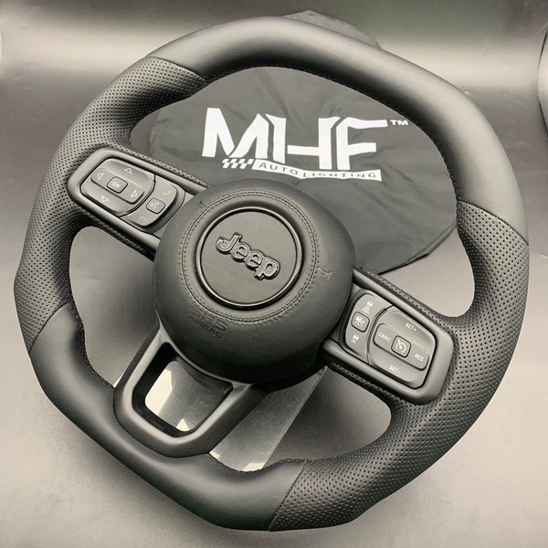 2018+ JT / JL “Perforated Leather /  Black” Jeep Wrangler Steering Wheel