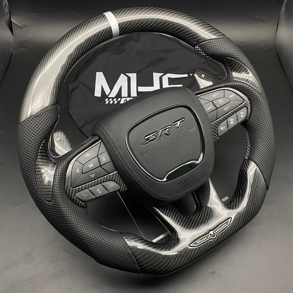 2018-2021 Carbon Jeep TrackHawk White Accent Steering Wheel