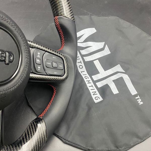2018+ JT / JL “Smooth Leather Red Accent” Jeep Wrangler Steering Wheel
