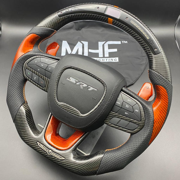 2018-2021 “Track Series” Orange Carbon Accent TrackHawk Steering Wheel