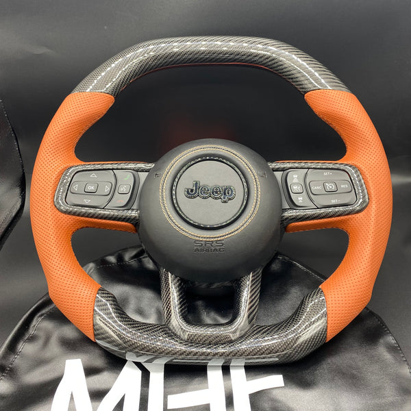 2018+JT / JL “Black Carbon Brown Accent” Jeep Wrangler Steering Wheel