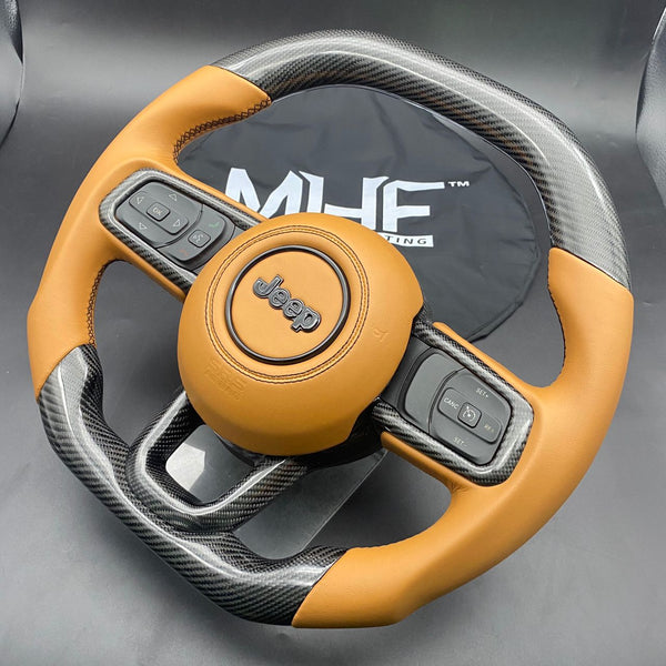2018+ JT / JL “Smooth Leather /  Tan” Jeep Wrangler Steering Wheel