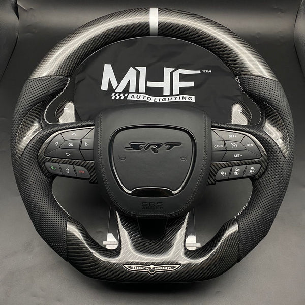 2018-2021 Carbon Jeep TrackHawk White Accent Steering Wheel