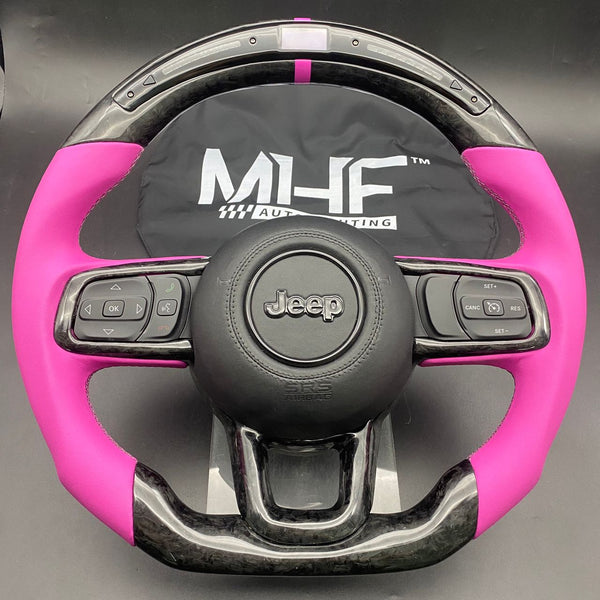 2018+ JT / JL “Pink Smooth Leather” Jeep Wrangler Forged Carbon Steering Wheel