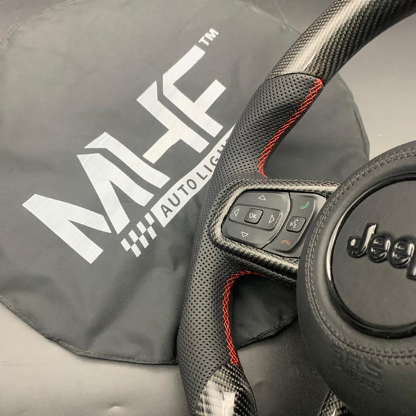 2018-2025 JT / JL “Black Carbon” Red Accent Jeep Wrangler Steering Wheel