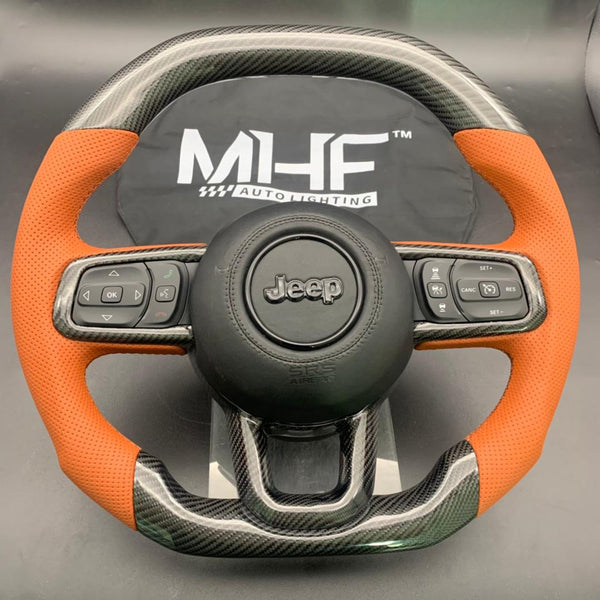 2018+JT / JL “Black Carbon Brown Accent” Jeep Wrangler Steering Wheel