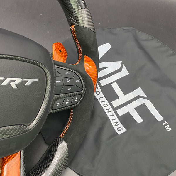 2015 -2021 Carbon “Hellcat Orange” Alcantara Steering Wheel