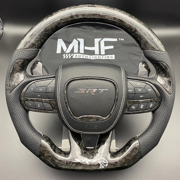 2015 -2021 Forged Carbon “Hellcat White” Accent Steering Wheel