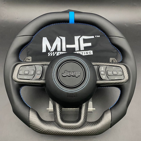 2018+ Matte Carbon / Light Blue” Jeep Wrangler Steering Wheel