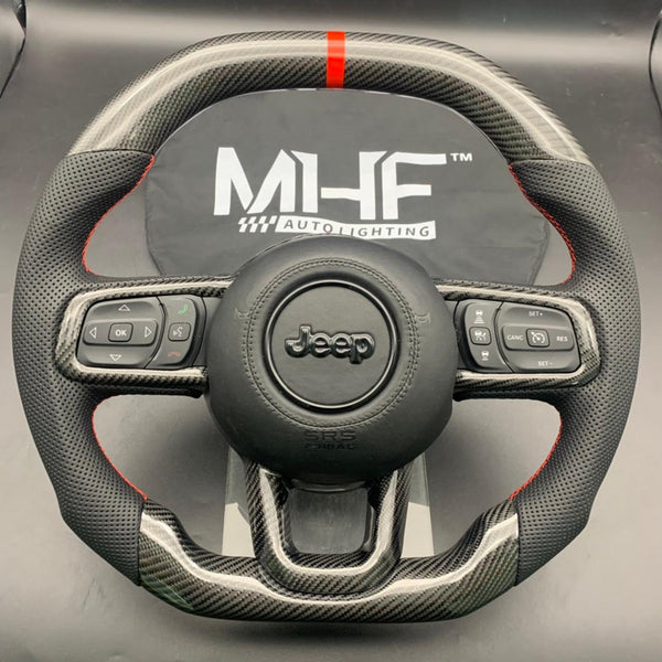 2018-2025 JT / JL “Black Carbon” Red Accent Jeep Wrangler Steering Wheel