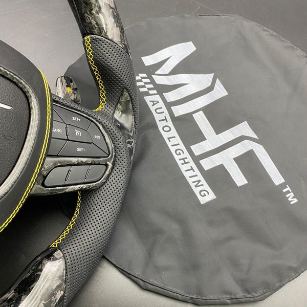 2018-2021 Carbon “Track Series” Yellow Accent Forged TrackHawk Steering Wheel