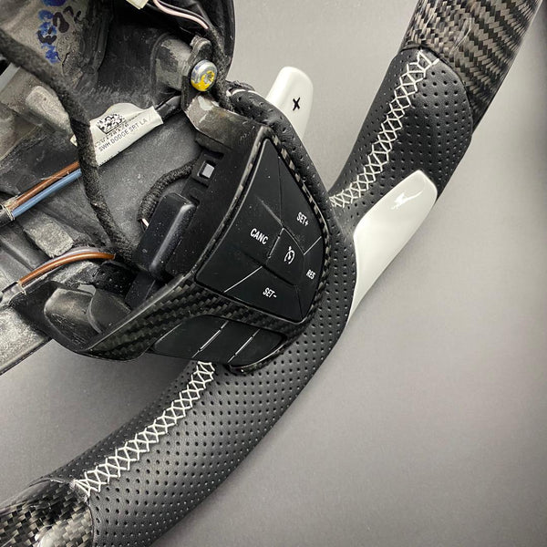 2014-2021 Jeep/ Dodge Carbon White Gloss Accent Steering Wheel