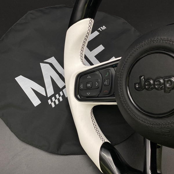 2018+ JT / JL “White Leather /  Black Gloss Paint” Jeep Wrangler Steering Wheel