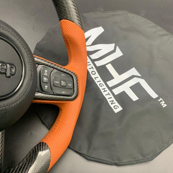 2018+JT / JL “Black Carbon Brown Accent” Jeep Wrangler Steering Wheel